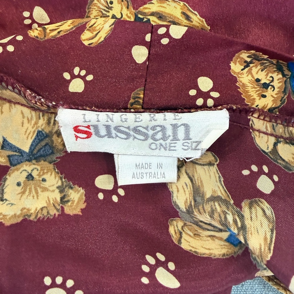 Sussan Maroon Teddy Bear Patterned Robe - Picture 3 of 3